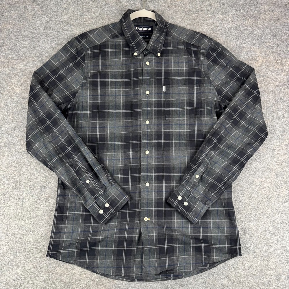 Barbour Wetheram Button Down Shirt Tailored Fit Pocket Plaid Mens Small S